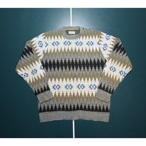 Vintage Orlon Acrylic Sweater Mens Large Nordic Fair Isle 50s 60s Made in USA